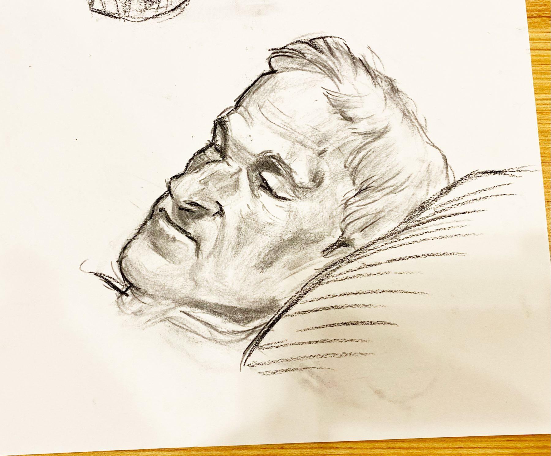 Sketch of man sleeping