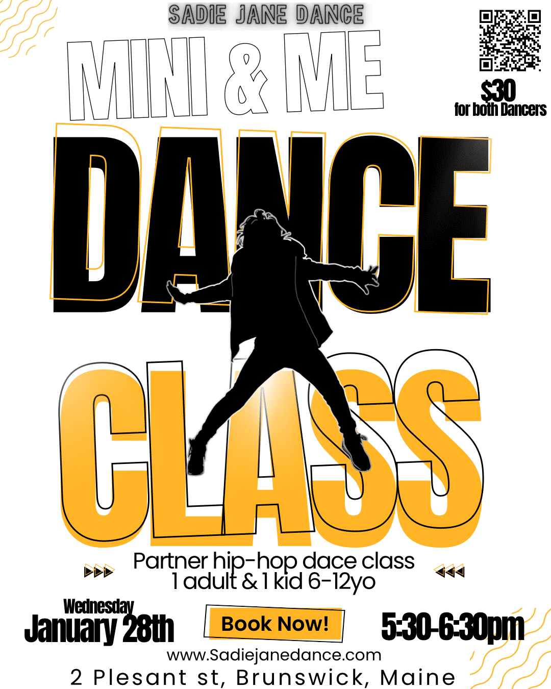 White and Yellow Modern Dance Class Promotion Instagram Post