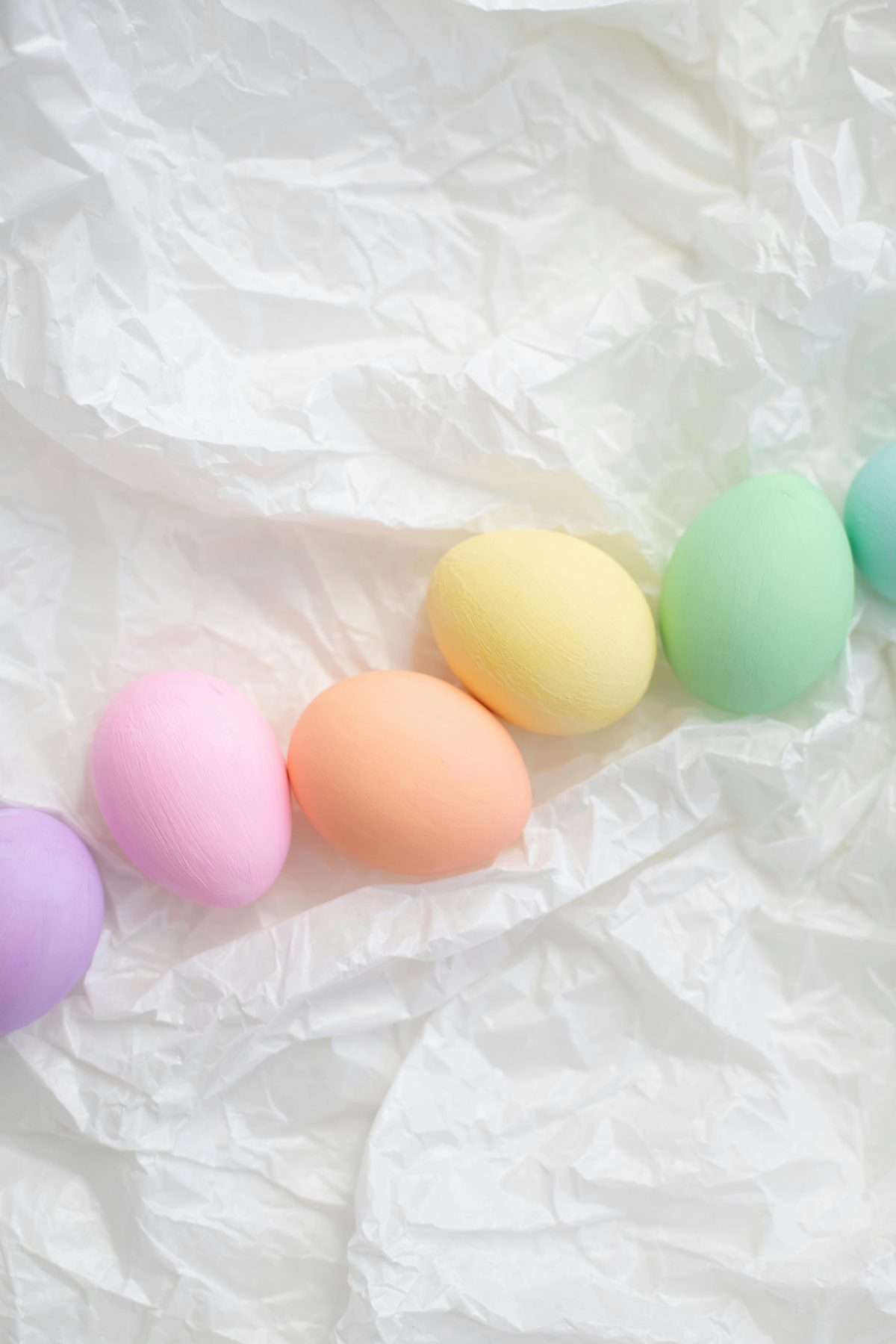 Row of assorted colored eggs